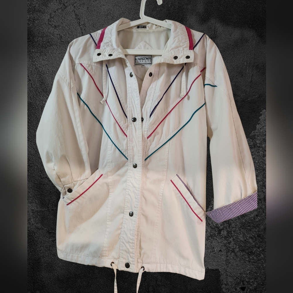 Vintage 1990's Karizma Jacket White Purple Pink Teal